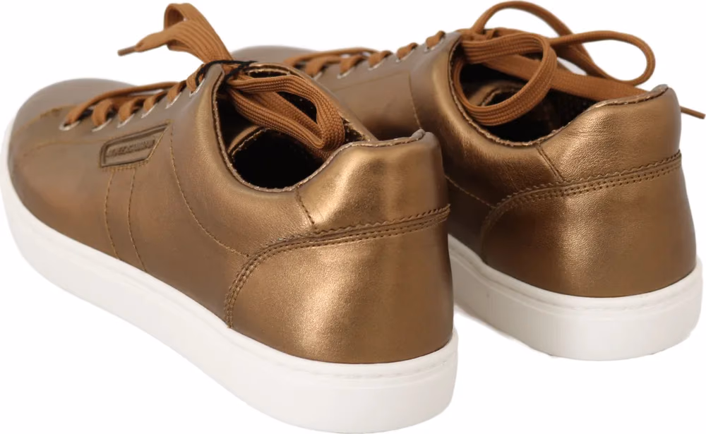 Dolce & Gabbana Gold Leather Mens Casual Sneakers