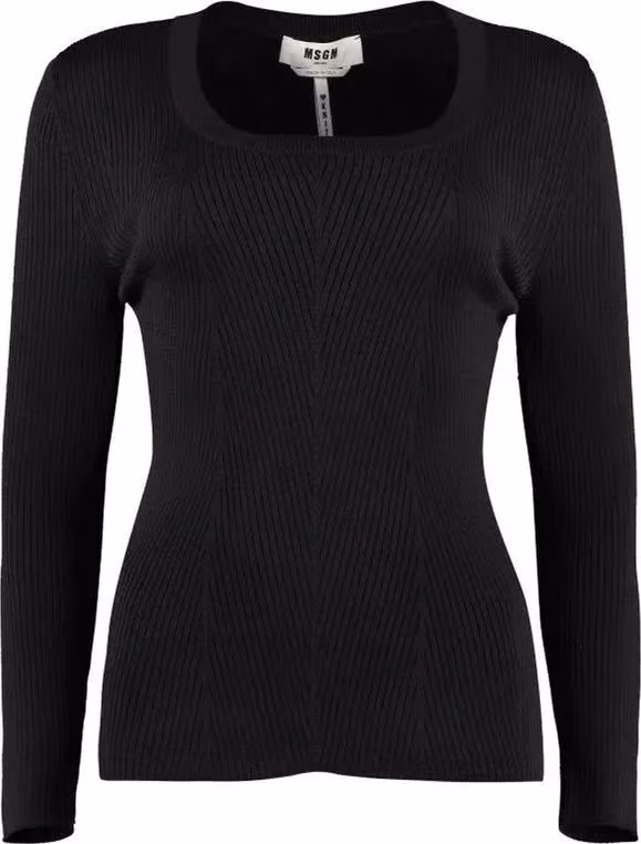 MSGM Black Cotton Wool Polyamide Sweatshirt