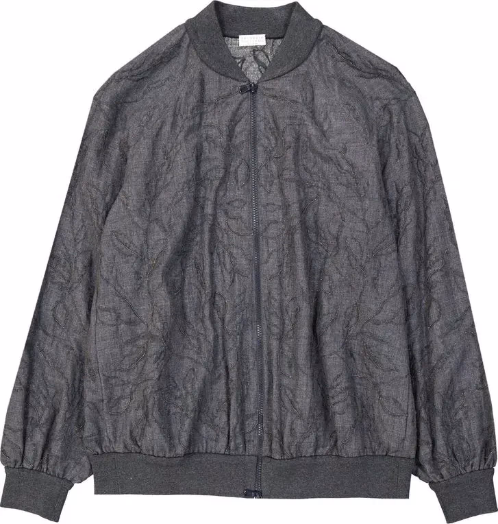 Brunello Cucinelli Gray Virgin Wool Bomber