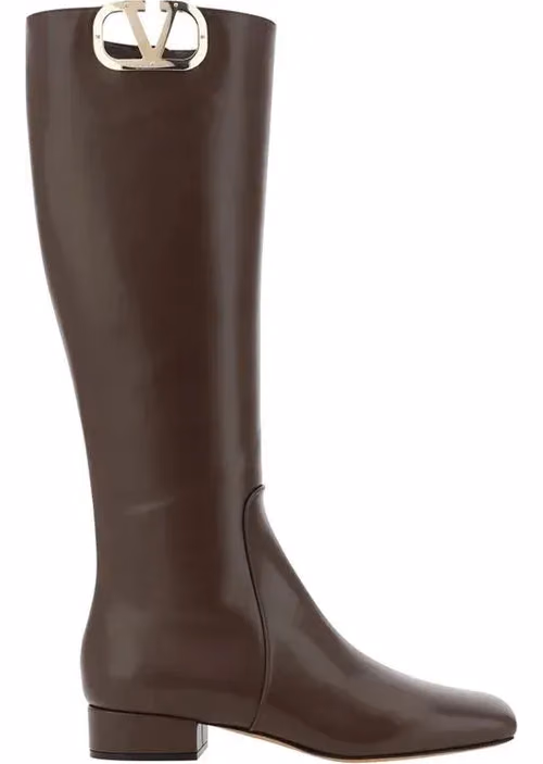 Valentino Garavani Brown Calfskin Flat Boots