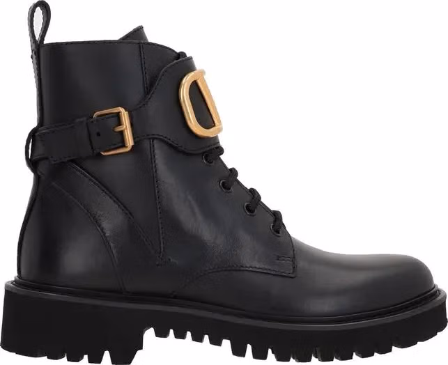 Valentino Garavani Black Calfskin Lace-Up Boots