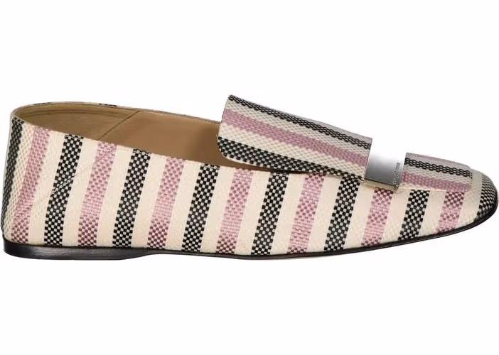 Sergio Rossi White Fabric Slip-On Loafers
