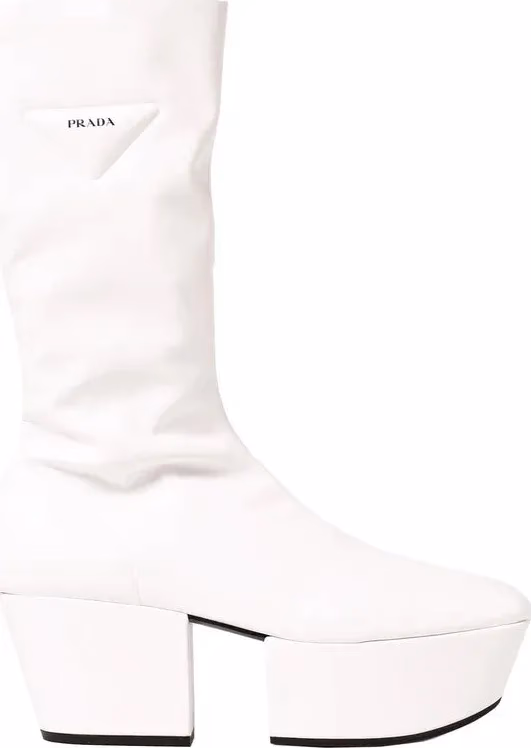 Prada White Polyethylene Lace-Up Boots