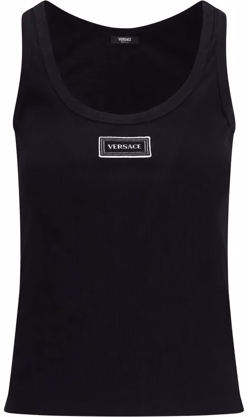 Versace Black Cotton Tank Tops
