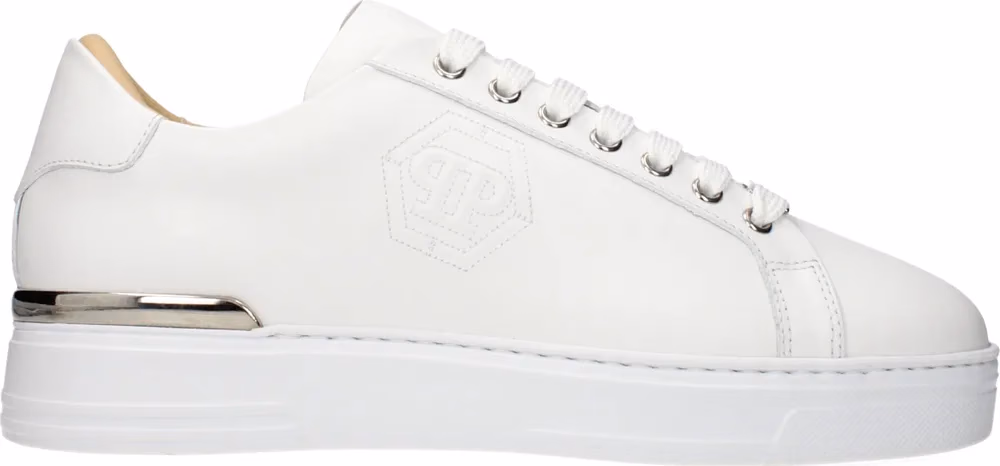Philipp Plein White Leather Low Top Sneakers