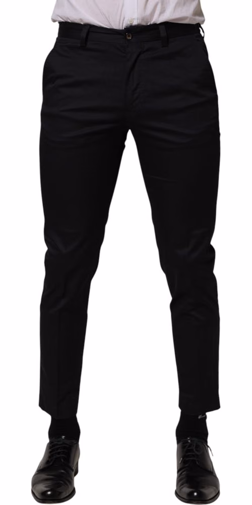 Dolce & Gabbana Dark Blue Cotton Skinny Dress Trouser Pants