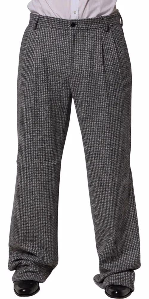 Dolce & Gabbana Gray Houndstooth Straight Dress Trouser Pants