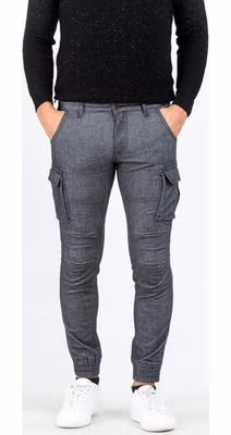 Gray Cotton Cargo Pants