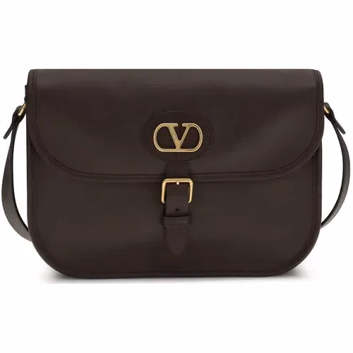Valentino Garavani Brown Calf Leather Bos Taurus Shoulder Bag