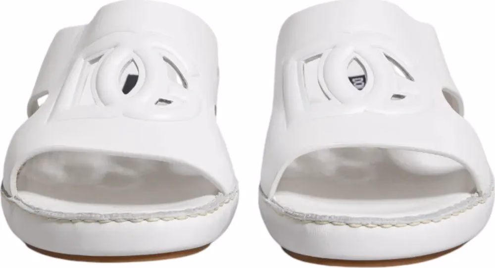 Dolce & Gabbana White DG Cutout Slides Slippers Flats Shoes
