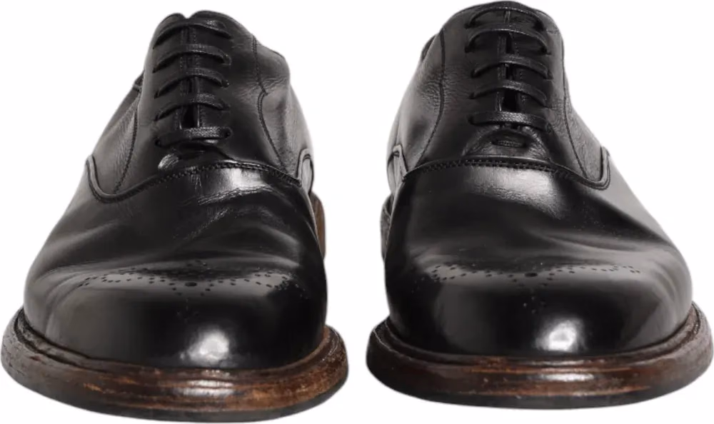 Dolce & Gabbana Black Calfskin Leather Oxford Dress Shoes