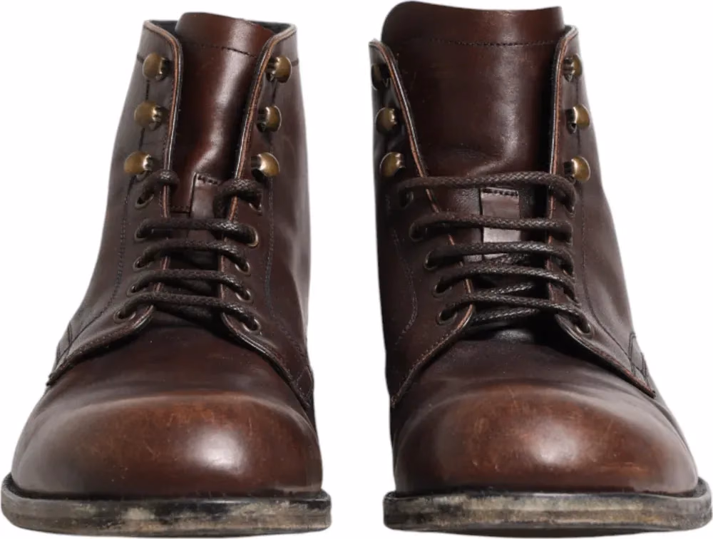 Dolce & Gabbana Brown Lace Up Short Ankle Boots Men Shoes