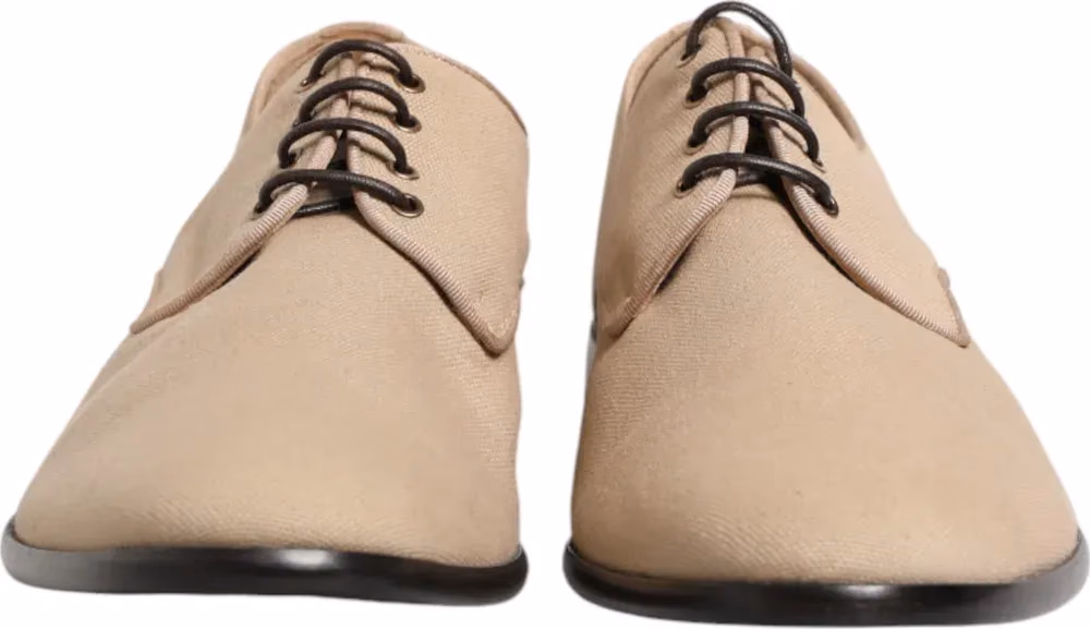 Dolce & Gabbana Beige Canvas Derby Lace Up Dress Men Shoes