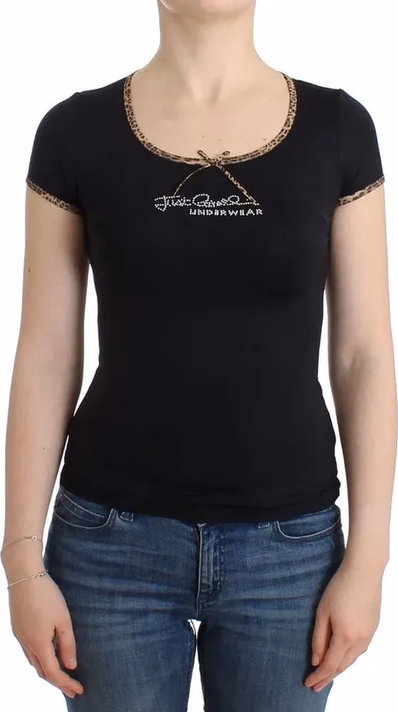 Roberto Cavalli Black Elastane Top