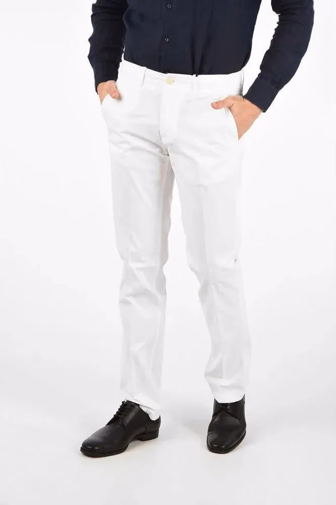 Corneliani White Cotton Chino Pants