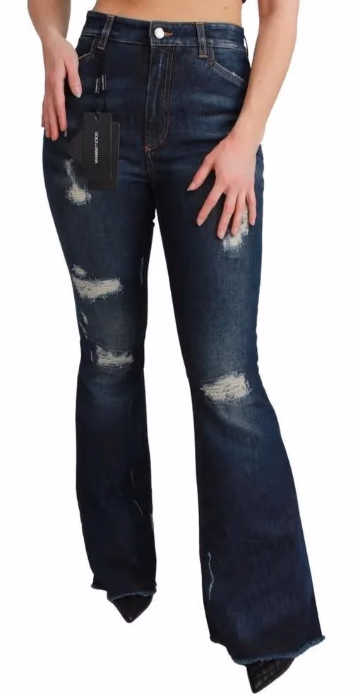 Dolce & Gabbana Blue Cotton Flared Jeans