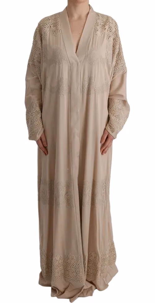 Dolce & Gabbana Beige Silk Full-Length Jacket