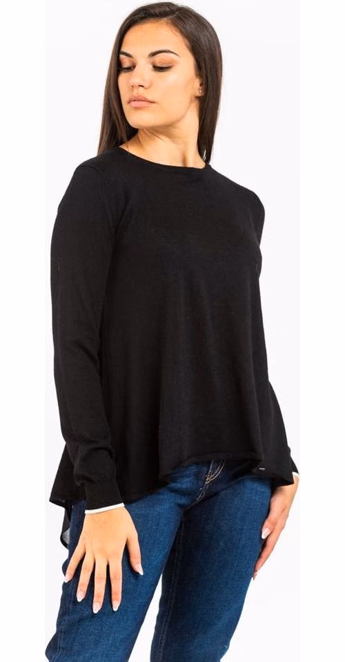 Gas Black Viscose Long Sleeve T-Shirt