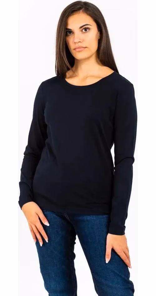 Gas Blue Cotton Long Sleeve T-Shirt