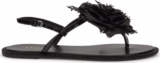 LE SILLA Black Calf Leather Bos Taurus Flat Sandals