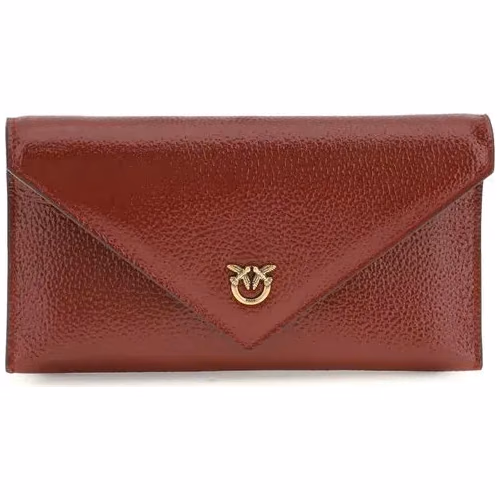 PINKO Bordeaux Calf Leather Bos Taurus Clutch Bag