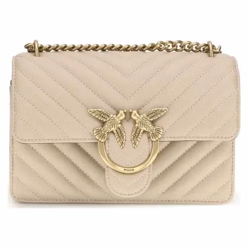 PINKO Beige Calf Leather Bos Taurus Shoulder Bag
