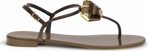 Giuseppe Zanotti Brown Stainless Steel Flat Sandals