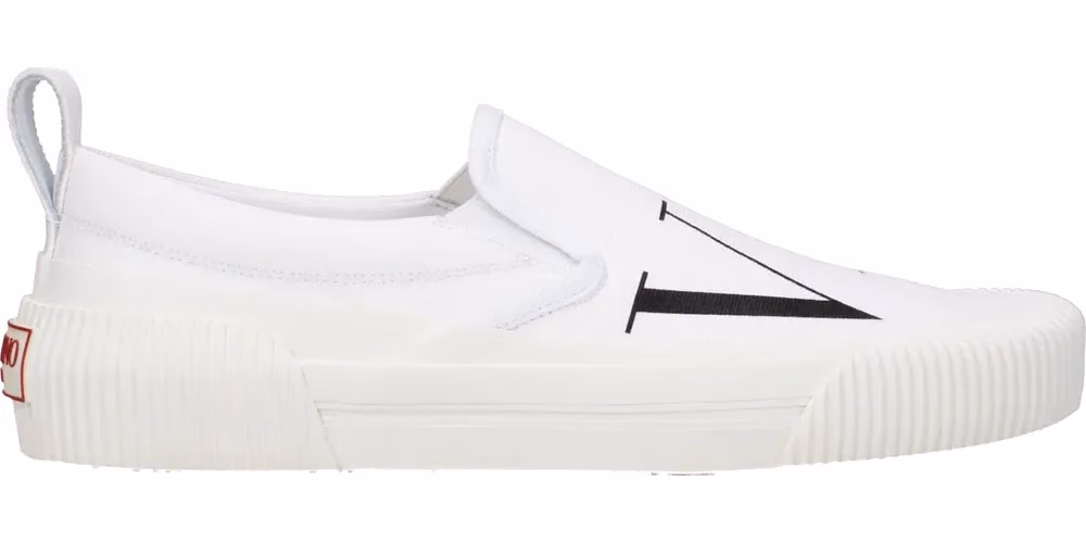 Valentino Garavani White Fabric Slip-On Loafers