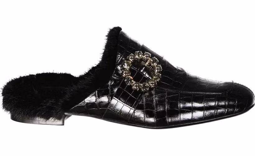 Eleventy Black Calfskin Mules