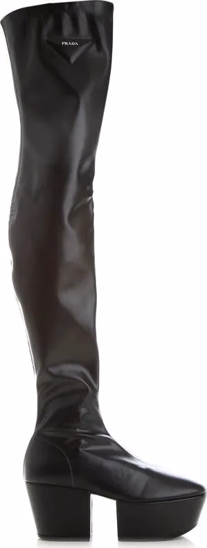 Prada Black Calfskin Over The Knee