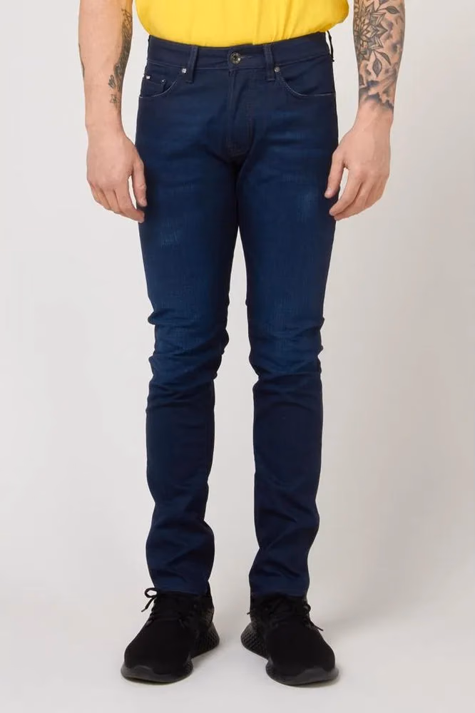 Gas Blue Cotton Slim Fit Jeans
