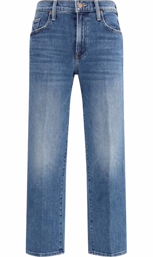 Mother Denim Blue Cotton Relaxed Fit Jeans