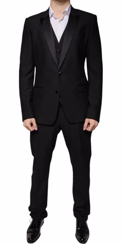 Dolce & Gabbana Black Virgin Wool Tuxedo