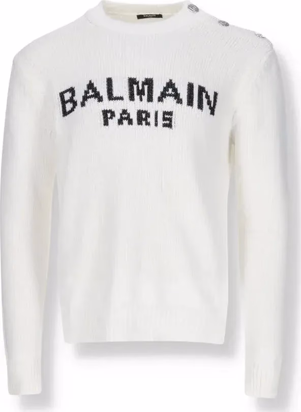 Balmain White Cotton Sweatshirt