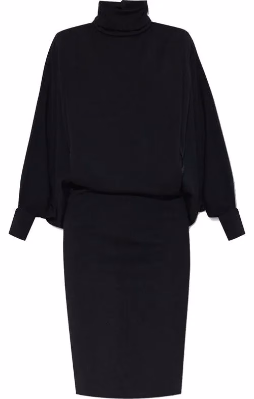Saint Laurent Black Wool Casual Dress