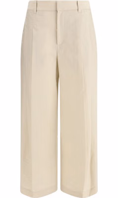 Beige Cotton Casual Pants
