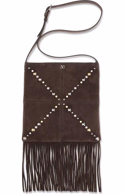 Valentino Garavani Brown Calf Leather Bos Taurus Shoulder Bag