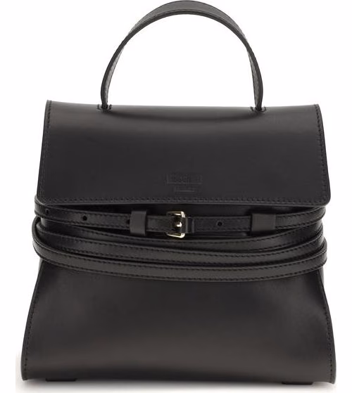 Moschino Black Calf Leather Bos Taurus Handbag