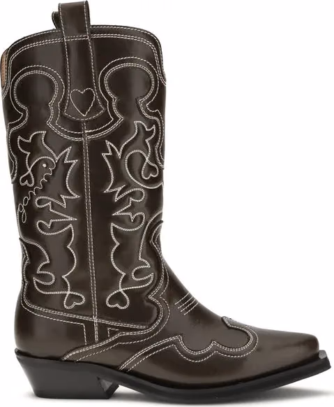 Ganni Brown Polyurethane Lace-Up Boots