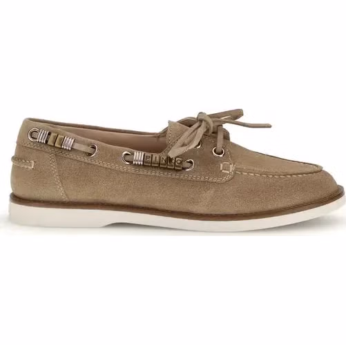 PINKO Beige Calf Leather Bos Taurus Slip-On Loafers