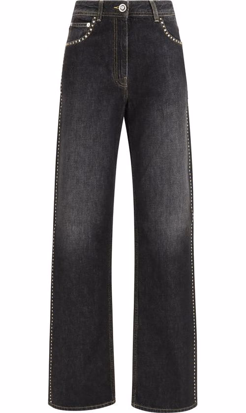 Versace Black Cotton Straight-Leg Jeans