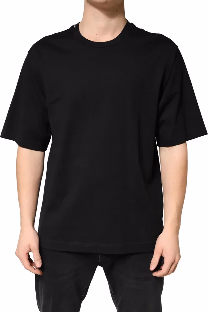 Dolce & Gabbana Black Cotton Crewneck Short Sleeve T-Shirt