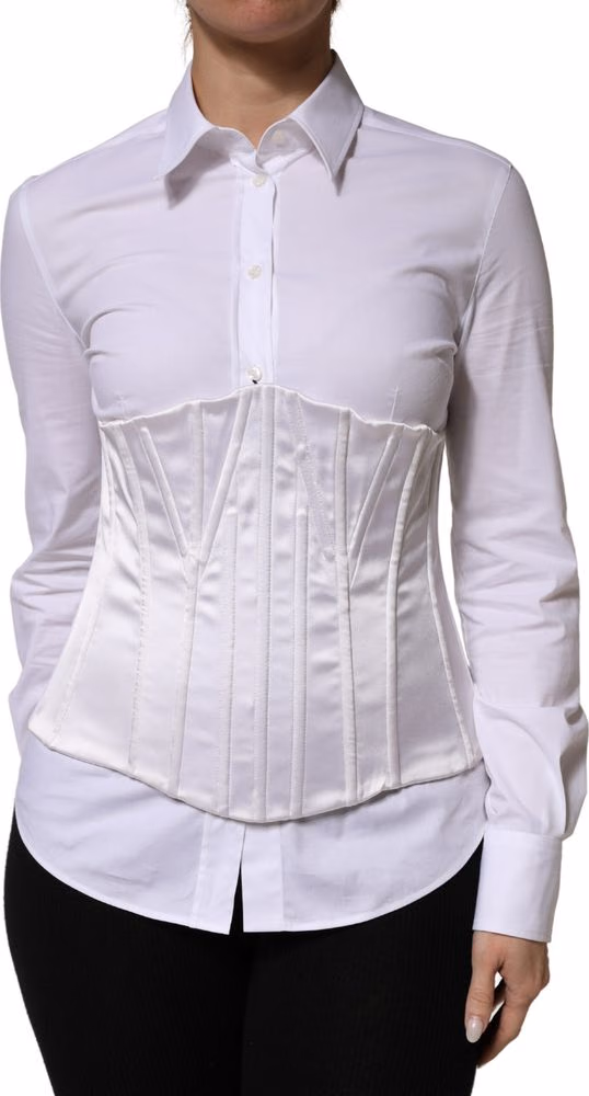 Dolce & Gabbana White Polyamide Waist Cincher Bustier Corset Top