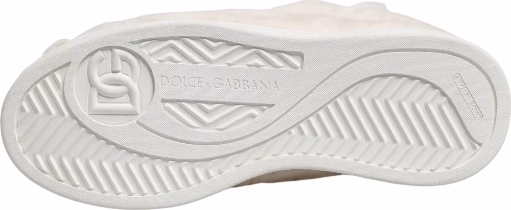 Dolce & Gabbana White Shearling Fur Bianco Low Top Sneakers Shoes