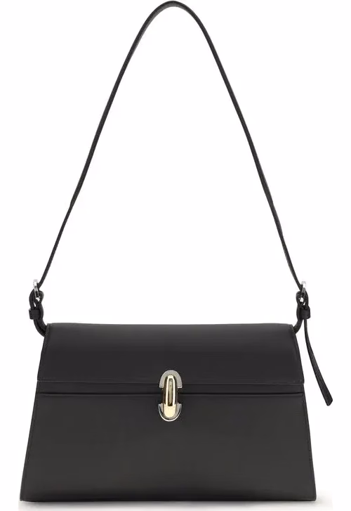 Savette Black Calf Leather Bos Taurus Shoulder Bag