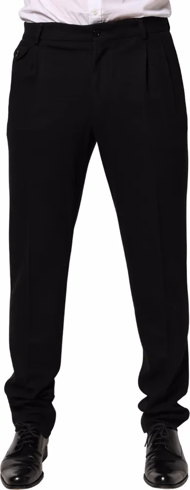 Dolce & Gabbana Black Wool Skinny Men Dress Trouser Pants
