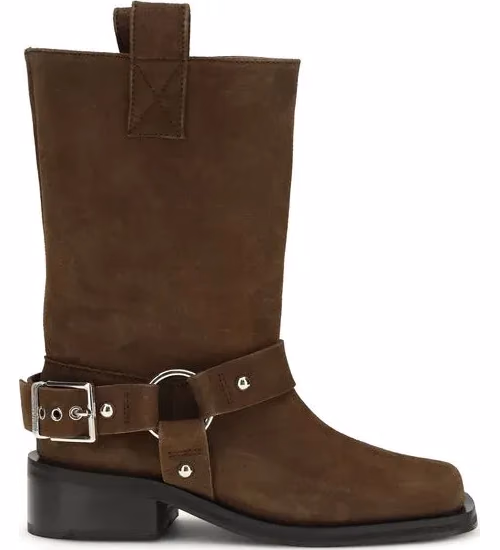Ganni Brown Recycled Leather Lace-Up Boots