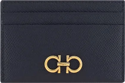 Ferragamo Black Calf Leather Bos Taurus Wallet