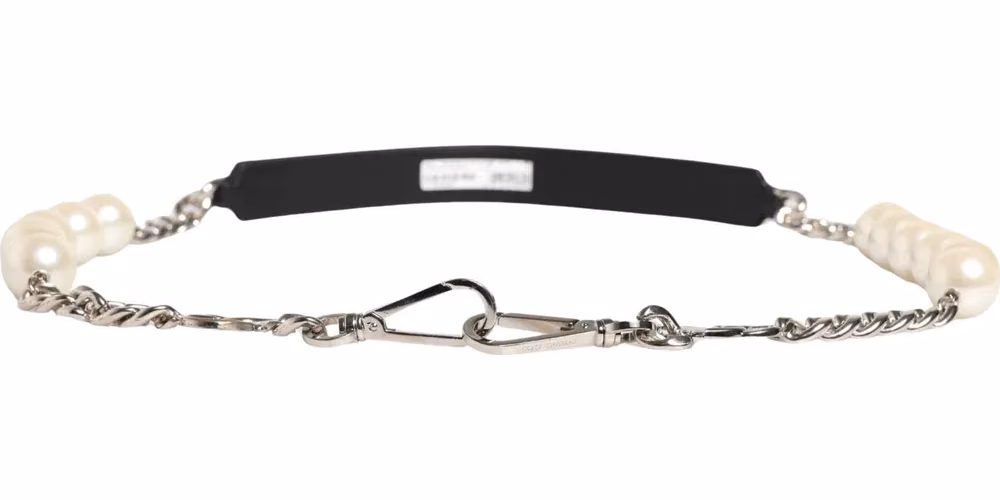 Dolce & Gabbana Black Leather Silver Chain Bag Accessory Shoulder Strap
