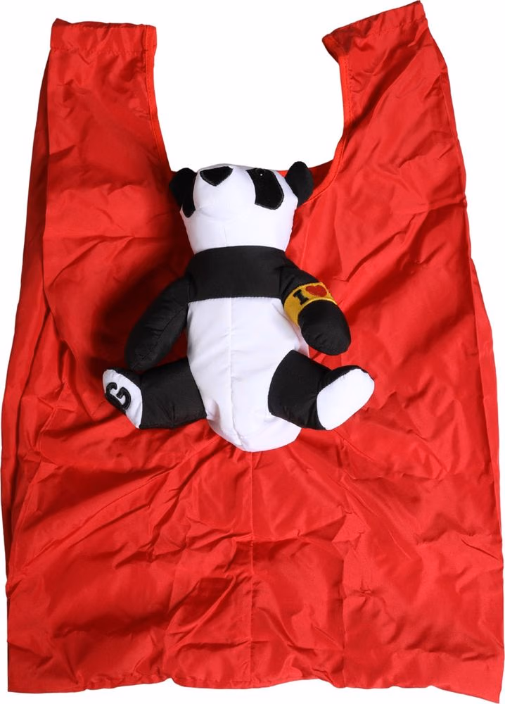 Dolce & Gabbana Men Red Polyester Panda Stuffed Ecobag Tote Borse Bag
